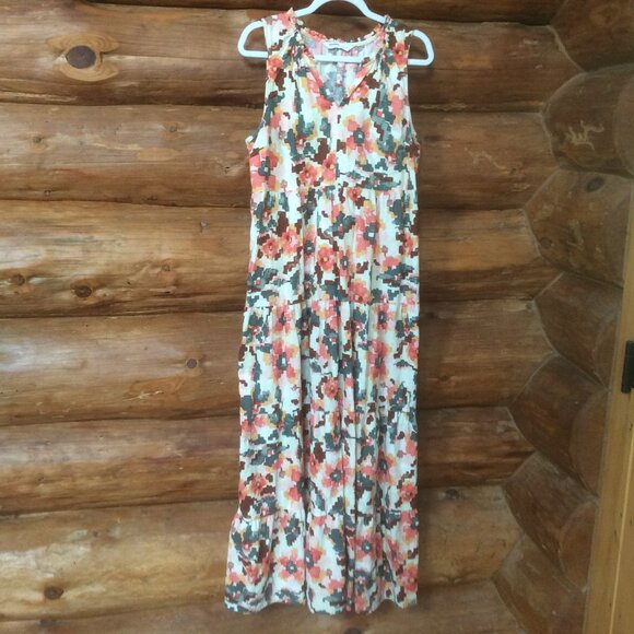 Sonoma Goods for Life Aztec Pink Floral Ruffle Festival Tiered Maxi Dress Size L - Picture 1 of 5